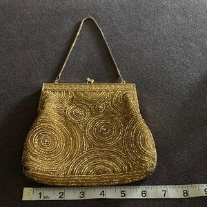Gold beaded evening bag
